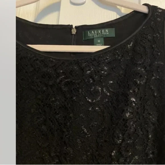 Ralph Lauren Black Sequined Cocktail Dress 16 - Picture 7 of 8